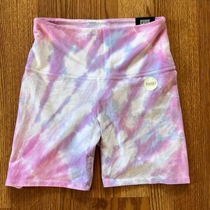 PINK Yoga Everyday Bike Shorts Pink Purple Tie Dye